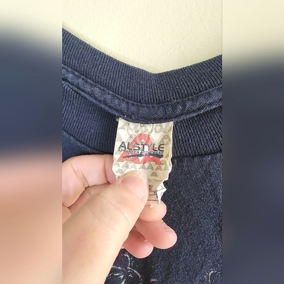 Alstyle Cyber Y2K Mall Goth Skull and Wings Short Sleeve Shirt, Size Medium - Picture 2 of 3